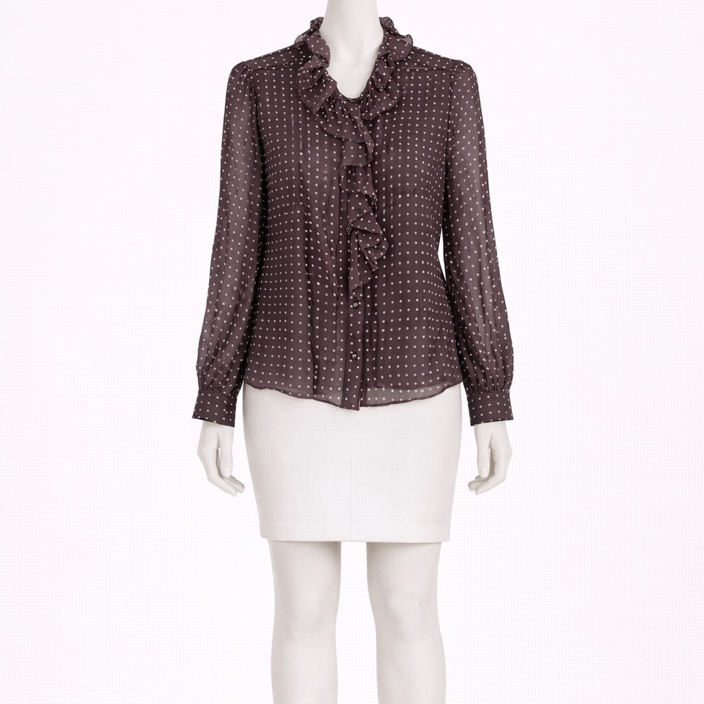 NILI LOTAN
Nicole Espresso Dot Print Silk Blouse Sz Xs - Picture 3 of 16